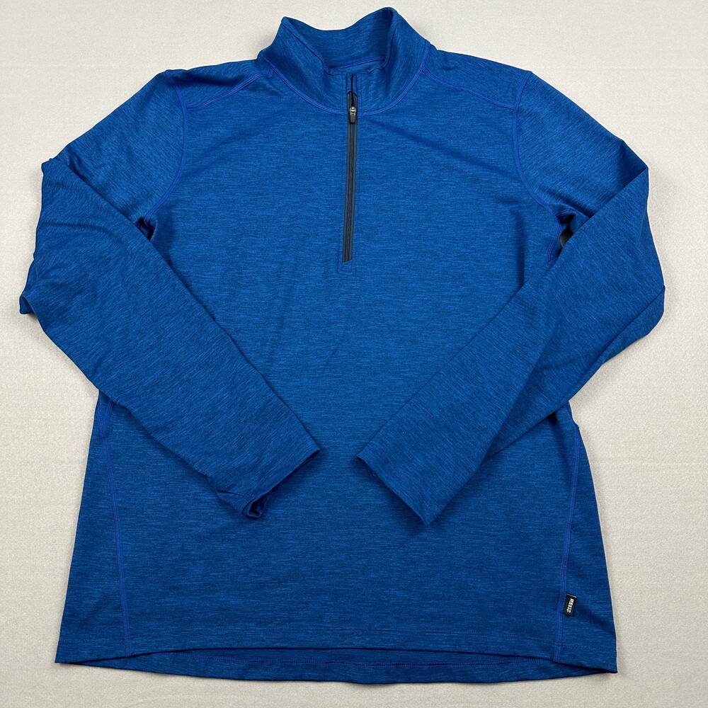 REI Co-op Sweater Men Large Blue Solid 1/4 Zip Pullover Hiking Outdoor L